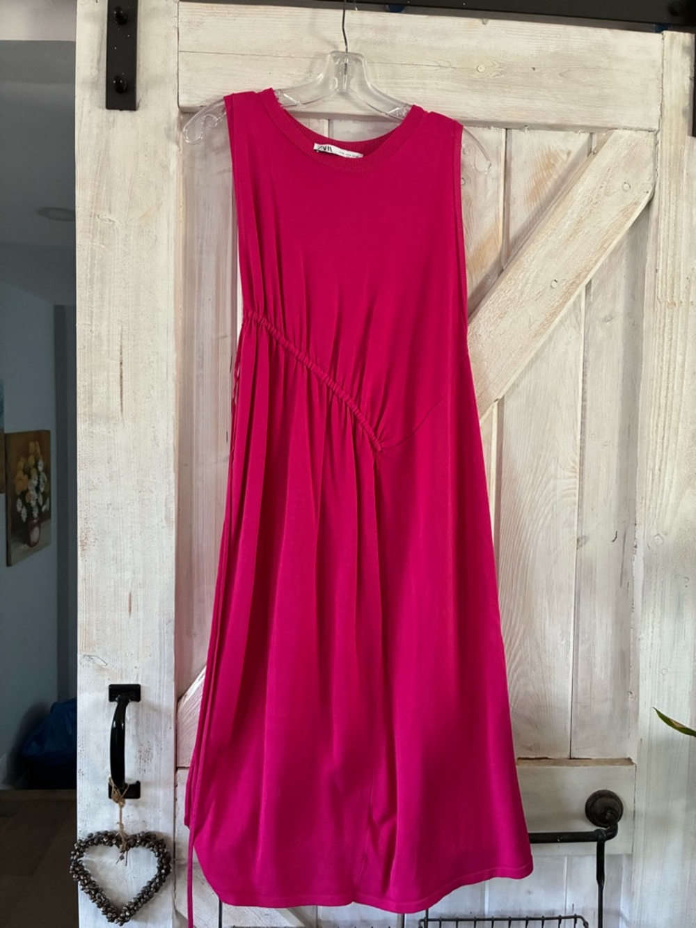 Zara Fuchsia Asymmetrical Sleeveless Midi Dress